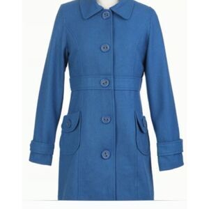 Tulle Vintage Retro Style Turquoise Blue Wool Blend Pea Coat Jacket XS
